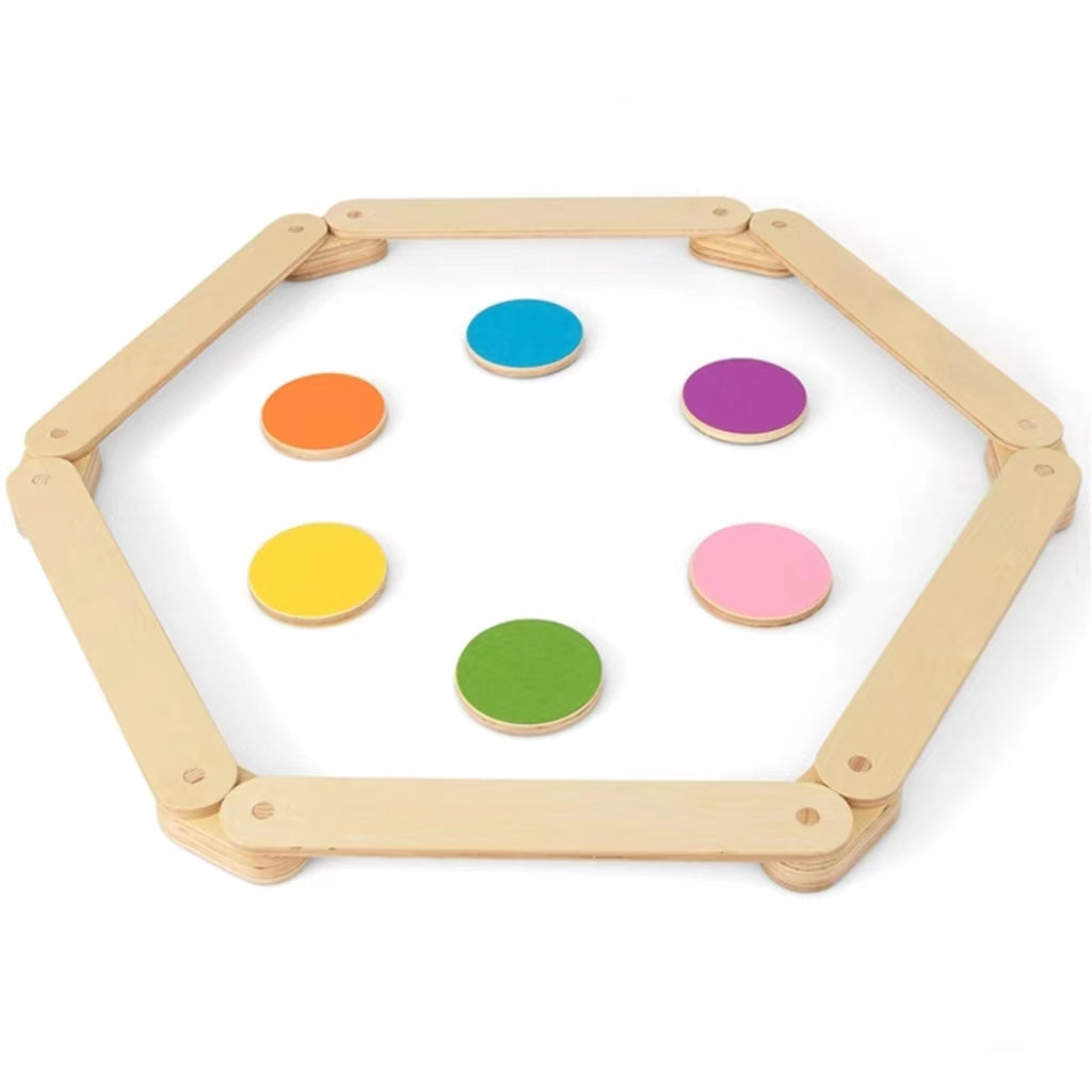 12-Piece Kids Wooden Balance Beam Set with Colorful Stepping Stones