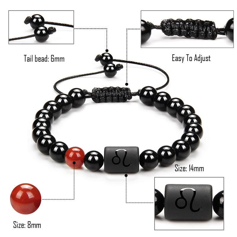 Bracelets en perles de pierre noire pour couples - Collection Zodiac