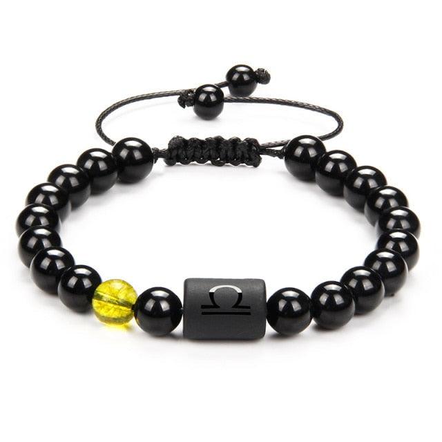 Bracelets en perles de pierre noire pour couples - Collection Zodiac