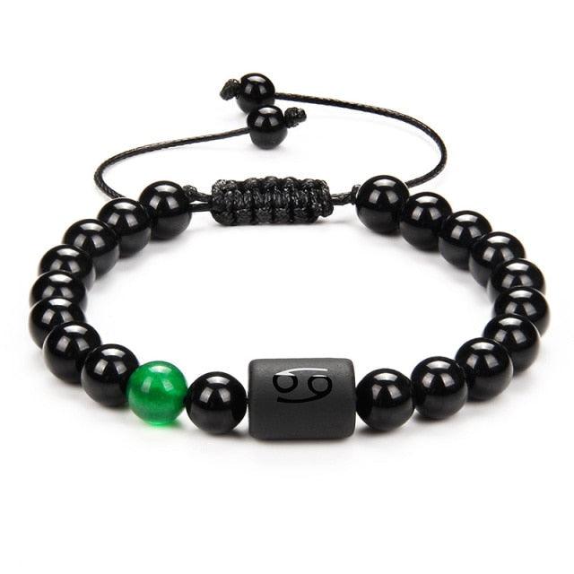 Bracelets en perles de pierre noire pour couples - Collection Zodiac