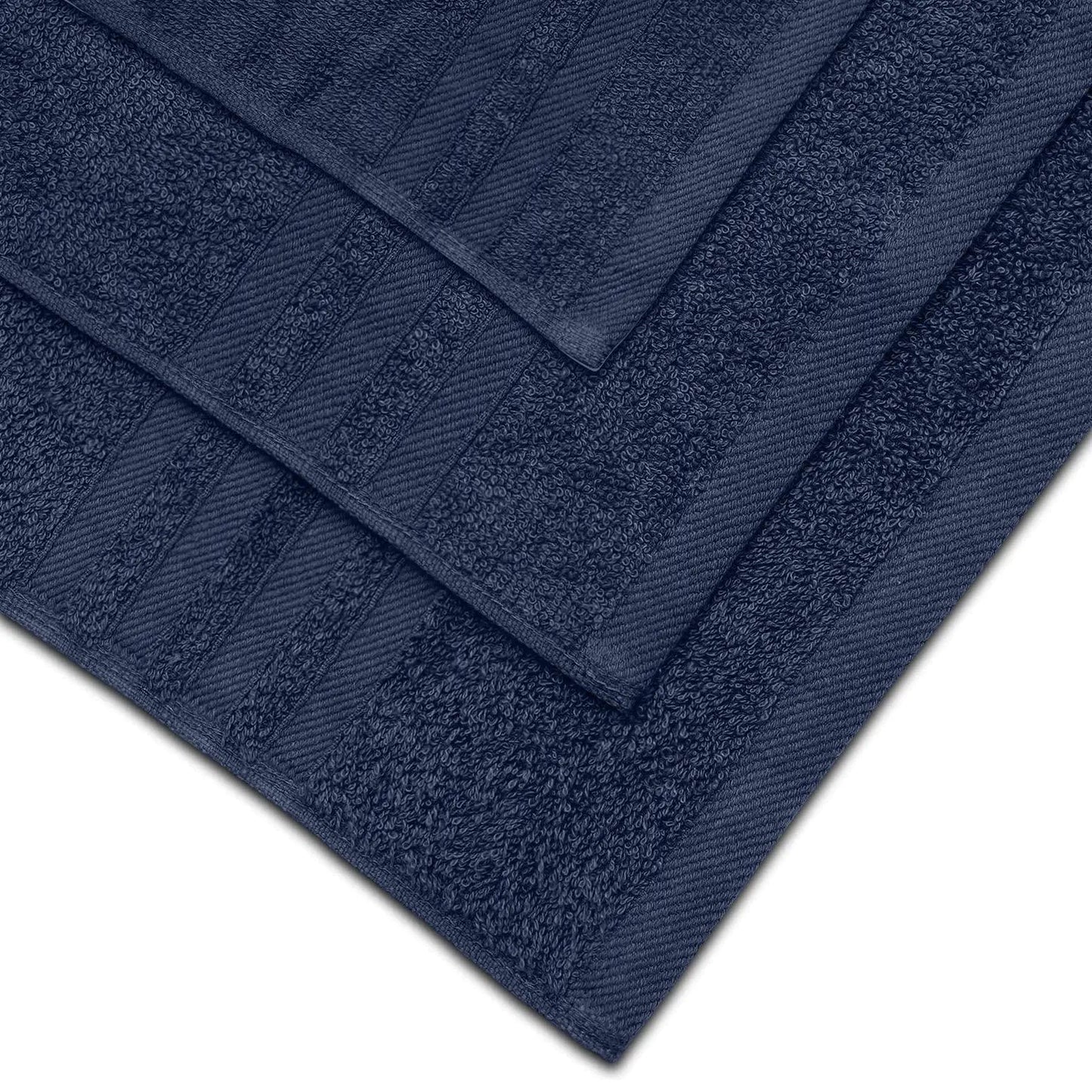 Ensemble de serviettes de bain Wealuxe 12 pièces - 100 % coton, bleu marine