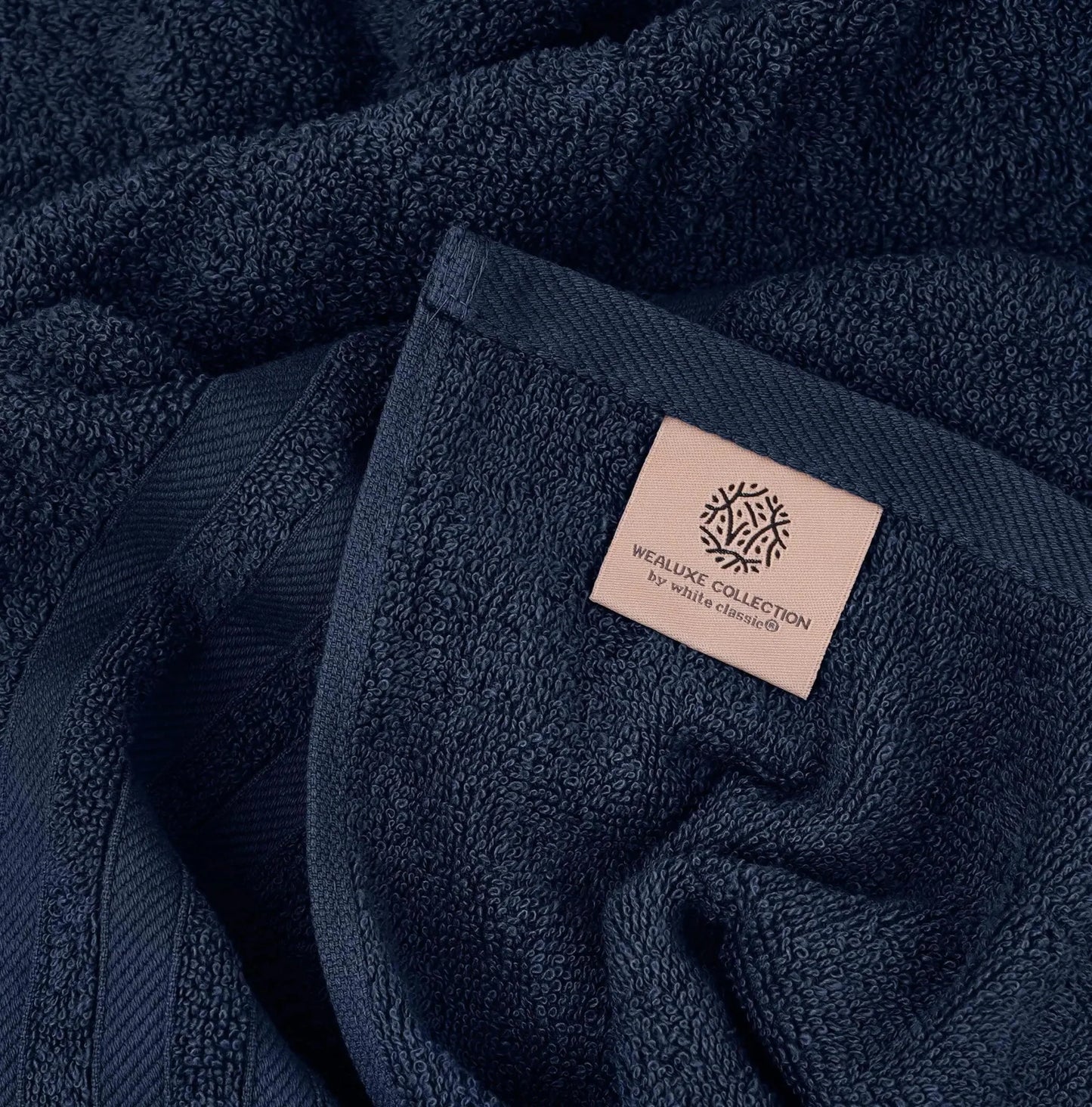 Ensemble de serviettes de bain Wealuxe 12 pièces - 100 % coton, bleu marine