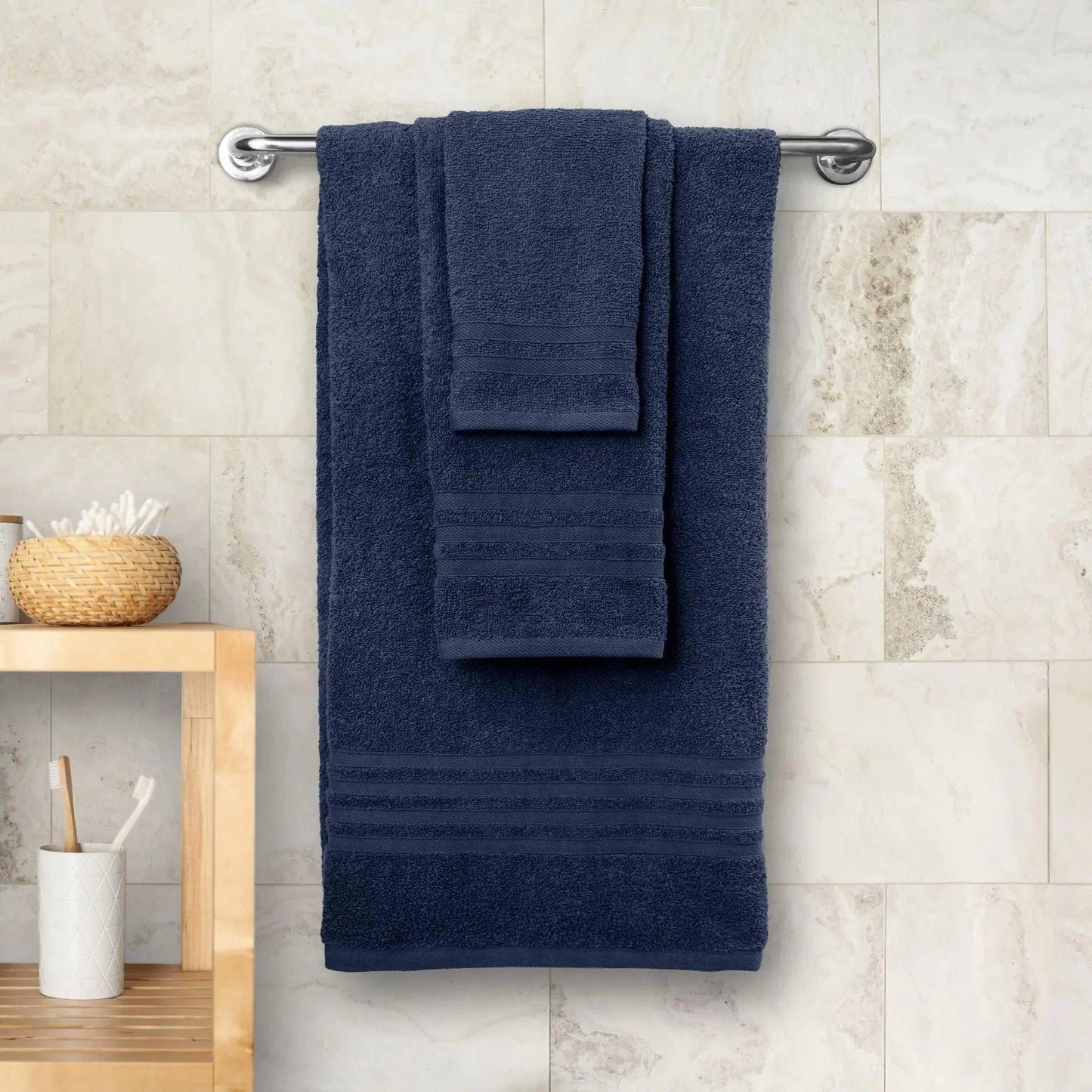 Ensemble de serviettes de bain Wealuxe 12 pièces - 100 % coton, bleu marine