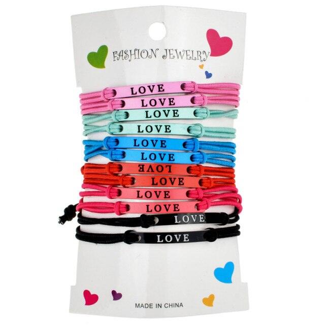Ensemble de 12 Bracelets en Corde Charmants Ajustables Faits Main