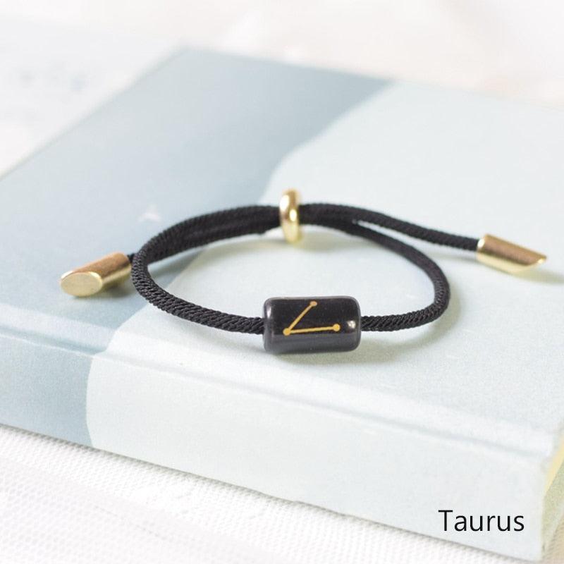 Bracelet de charme des 12 signes du zodiaque - Bijoux en corde faits à la main ajustables