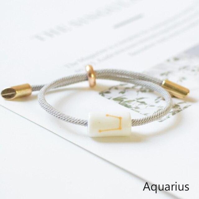 Bracelet de charme des 12 signes du zodiaque - Bijoux en corde faits à la main ajustables