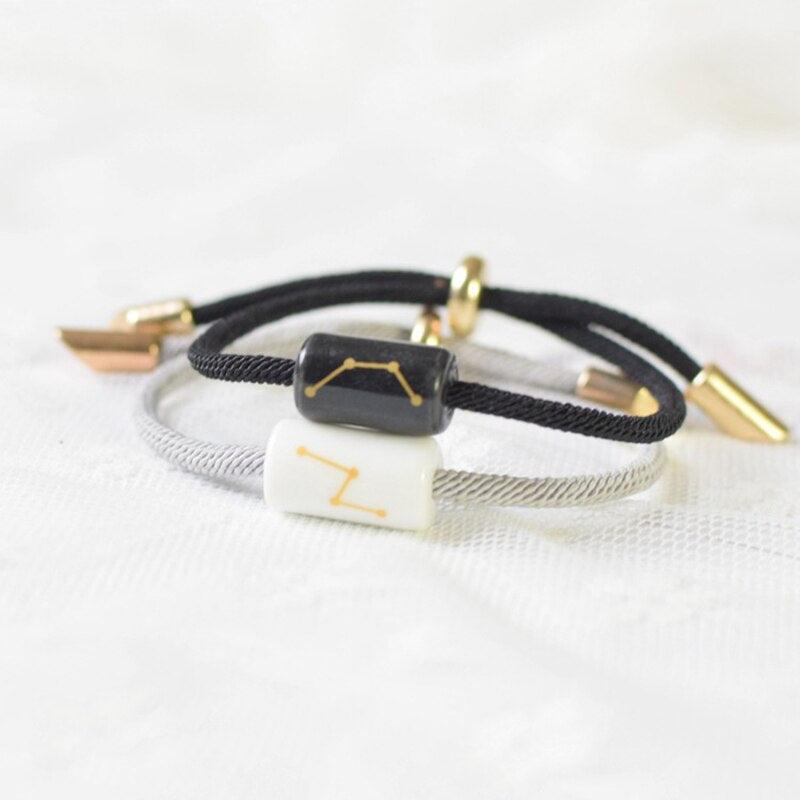 Bracelet de charme des 12 signes du zodiaque - Bijoux en corde faits à la main ajustables