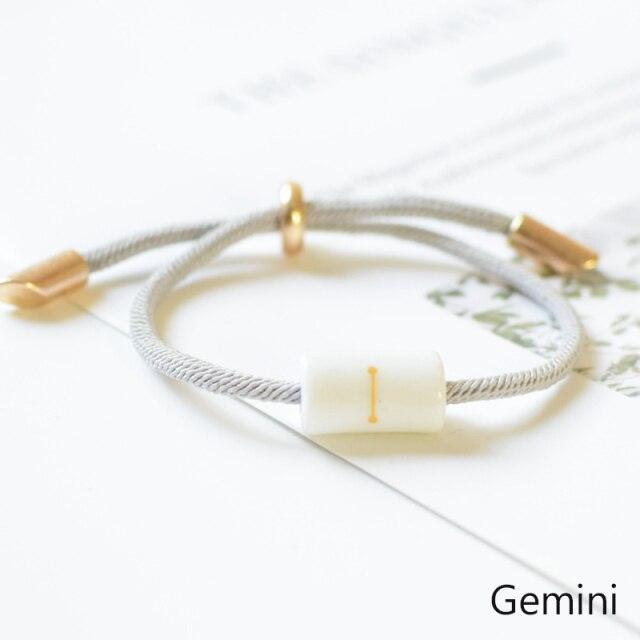 Bracelet de charme des 12 signes du zodiaque - Bijoux en corde faits à la main ajustables