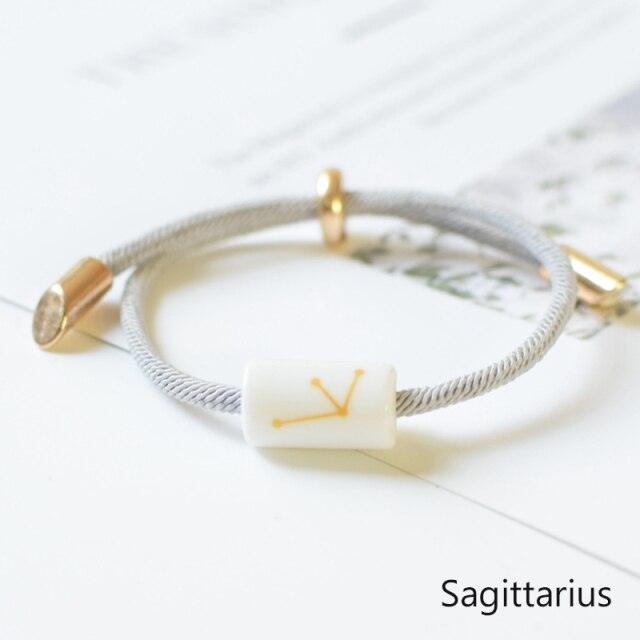 Bracelet de charme des 12 signes du zodiaque - Bijoux en corde faits à la main ajustables