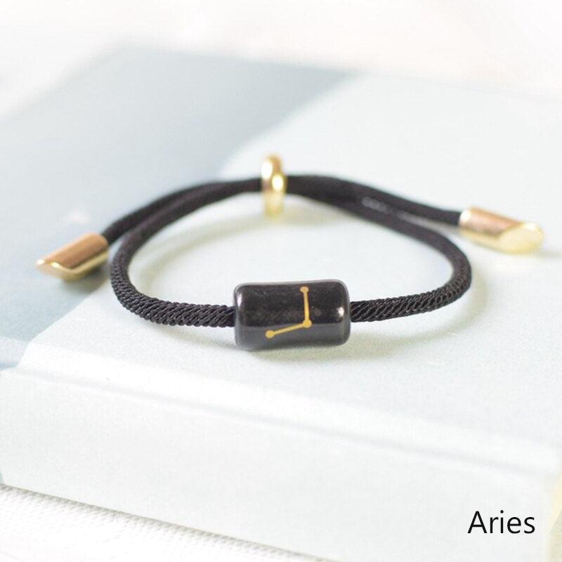 Bracelet de charme des 12 signes du zodiaque - Bijoux en corde faits à la main ajustables