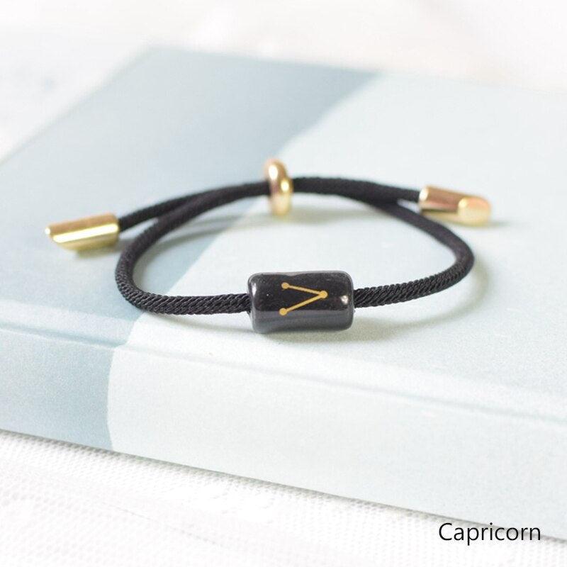 Bracelet de charme des 12 signes du zodiaque - Bijoux en corde faits à la main ajustables