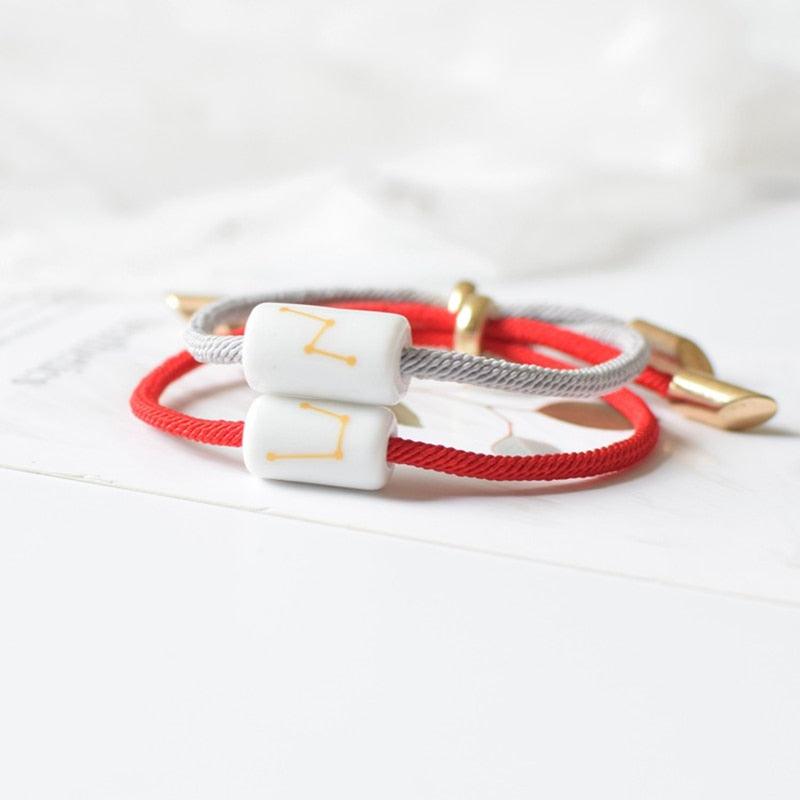 Bracelet de charme des 12 signes du zodiaque - Bijoux en corde faits à la main ajustables