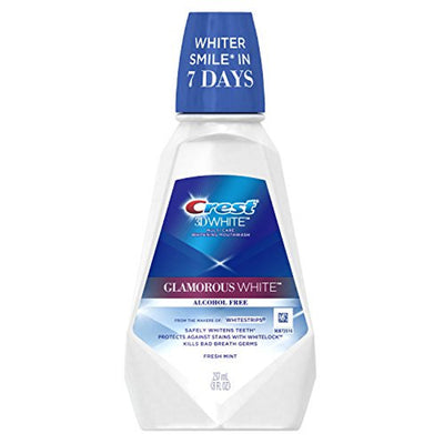 Bain de bouche Crest 3D White, Glamorous White, Menthe Fraîche