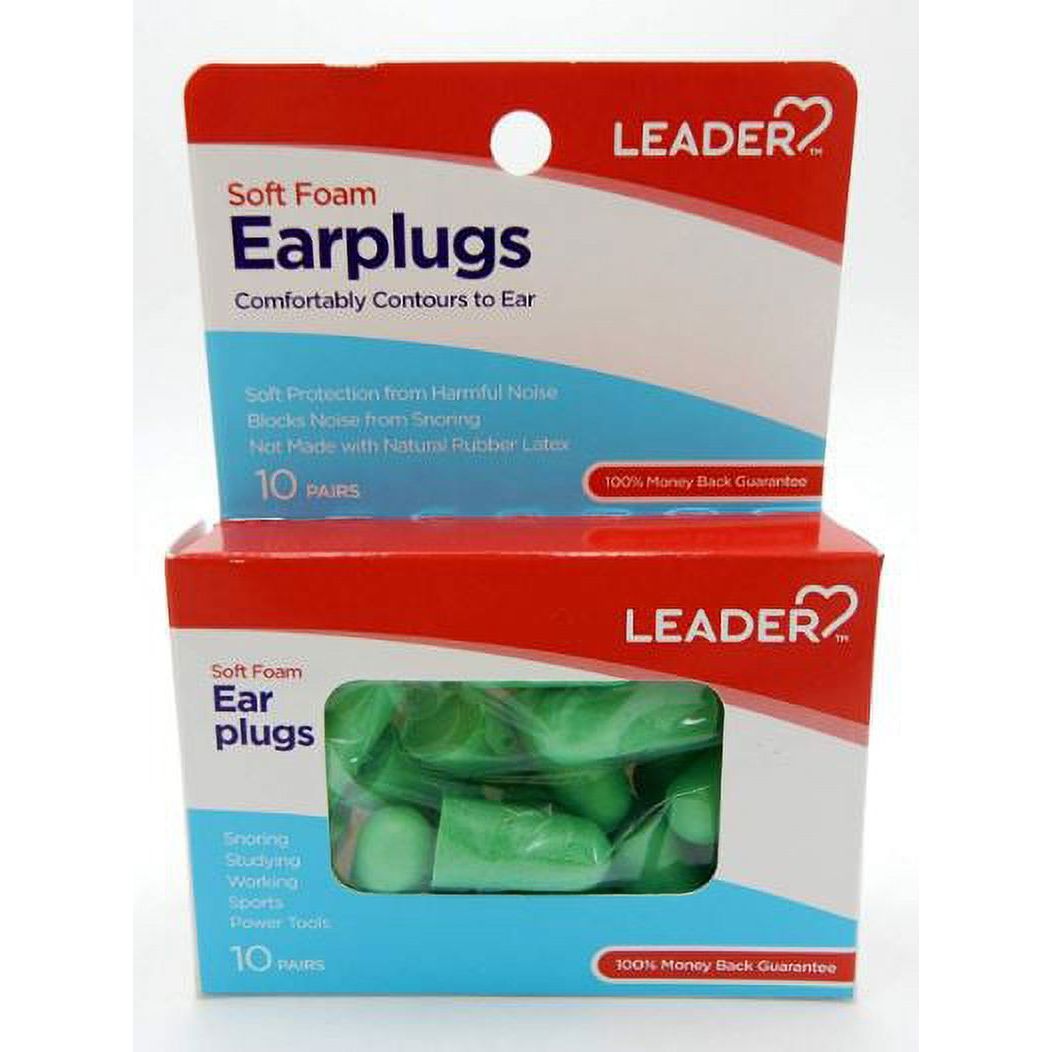 Leader Earplugs Soft Foam - 20 Count