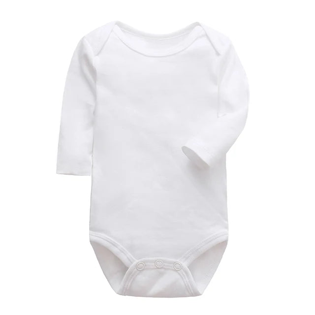 Newborn Footed Pajamas Zipper Girl and Boy Romper Long Sleeve Jumpsuit Cotton Solid White Fashion 0-24 Months Baby Clothes - Korvel