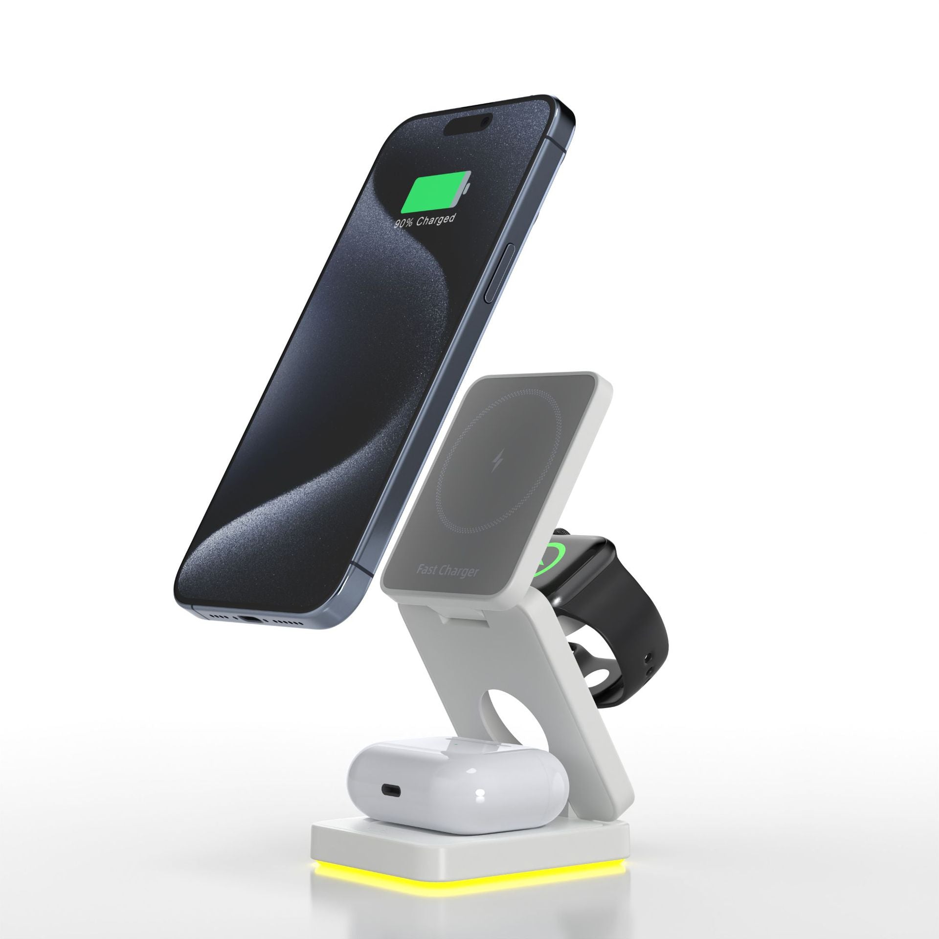 3 in 1 Wireless Charger Magnetic Foldable Charger For iphone charger power Adapter Charging Stand & Holder - Korvel