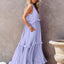 Elegant Ruffled Sleeveless Tiered Maxi Dress with Pockets
