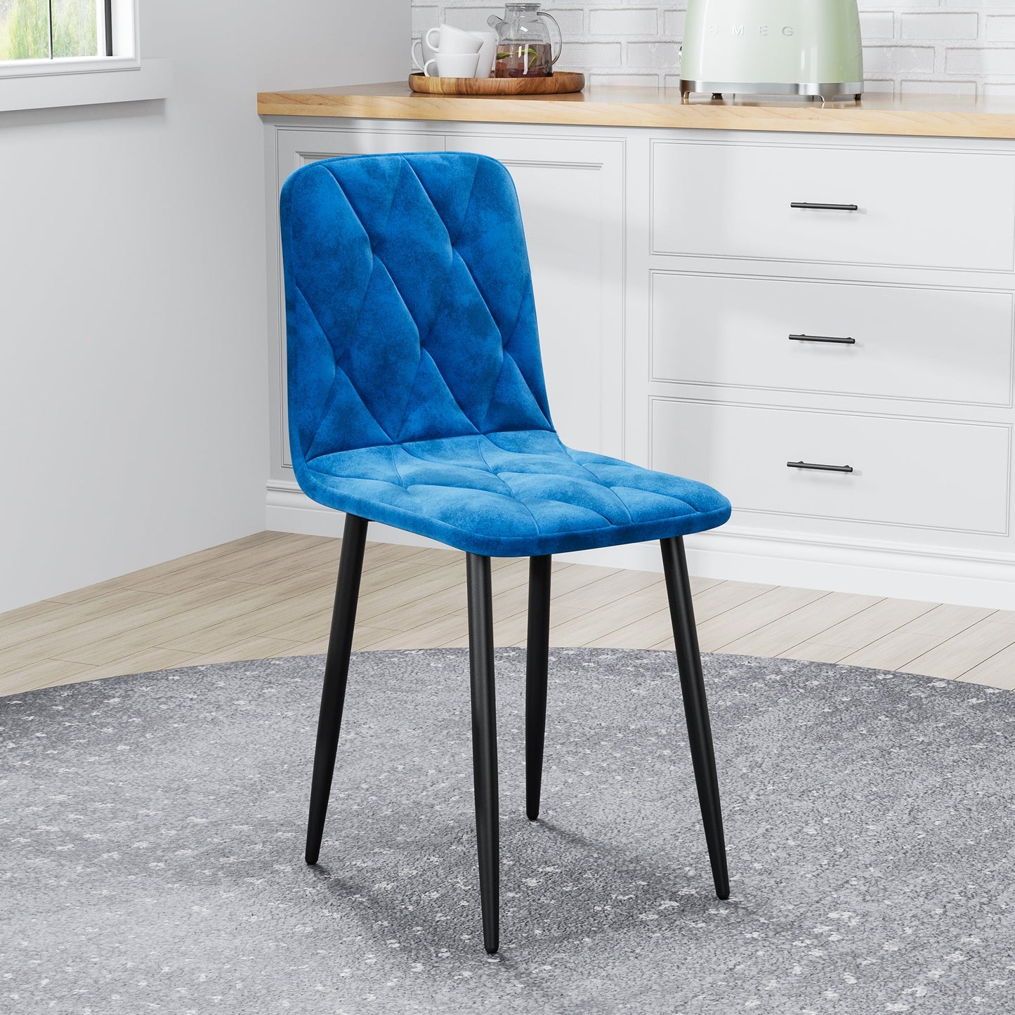 Dining Chairs Set of 4, Modern Kitchen Dining Room Chairs, Velvet Dining Chair Upholstered Cushion Seat and Sturdy Metal Legs - Korvel