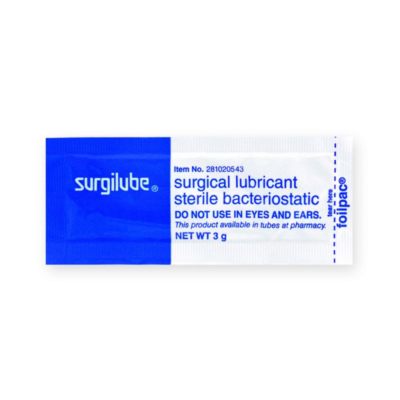 Lubrifiant chirurgical stérile Surgilube Foilpac 144 X 3gm