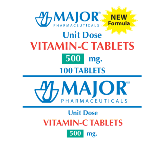 Major Ascorbic Acid 500 Mg Vitamin C Tablets - 100 Count