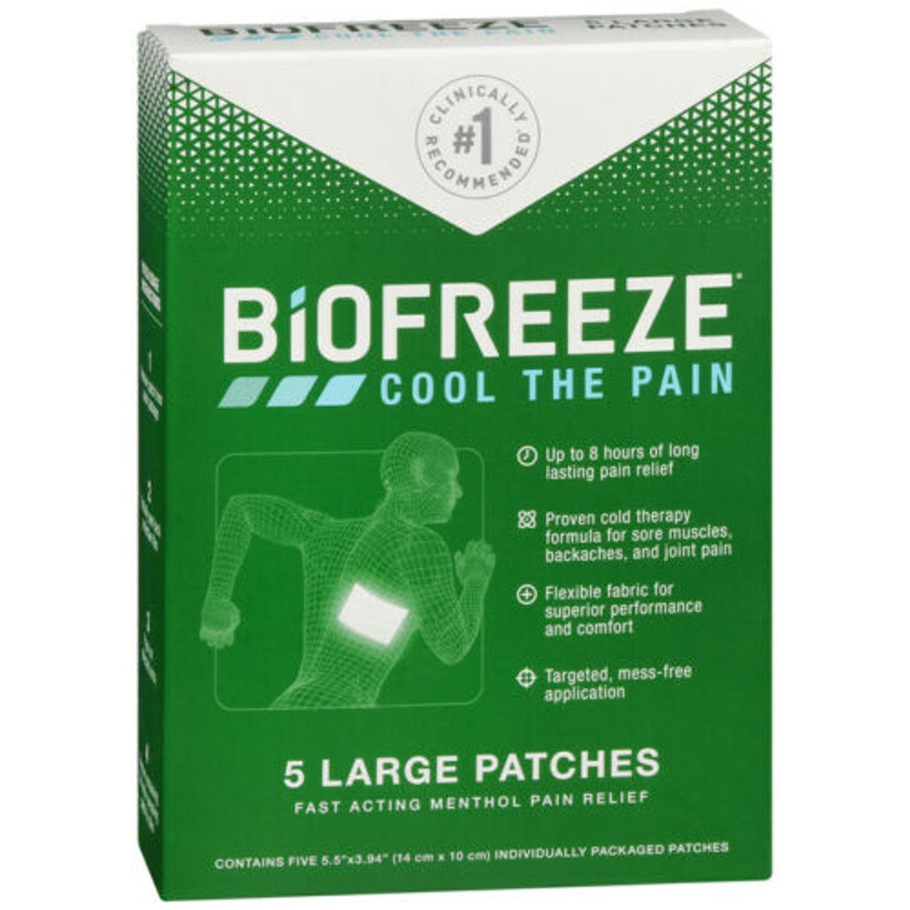 Patch de soulagement de la douleur Biofreeze - Grand - 5 unités