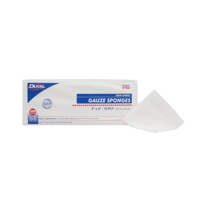 Dukal 16 Ply Non-Sterile Gauze Pads - 4x4 Inches, 200 Count