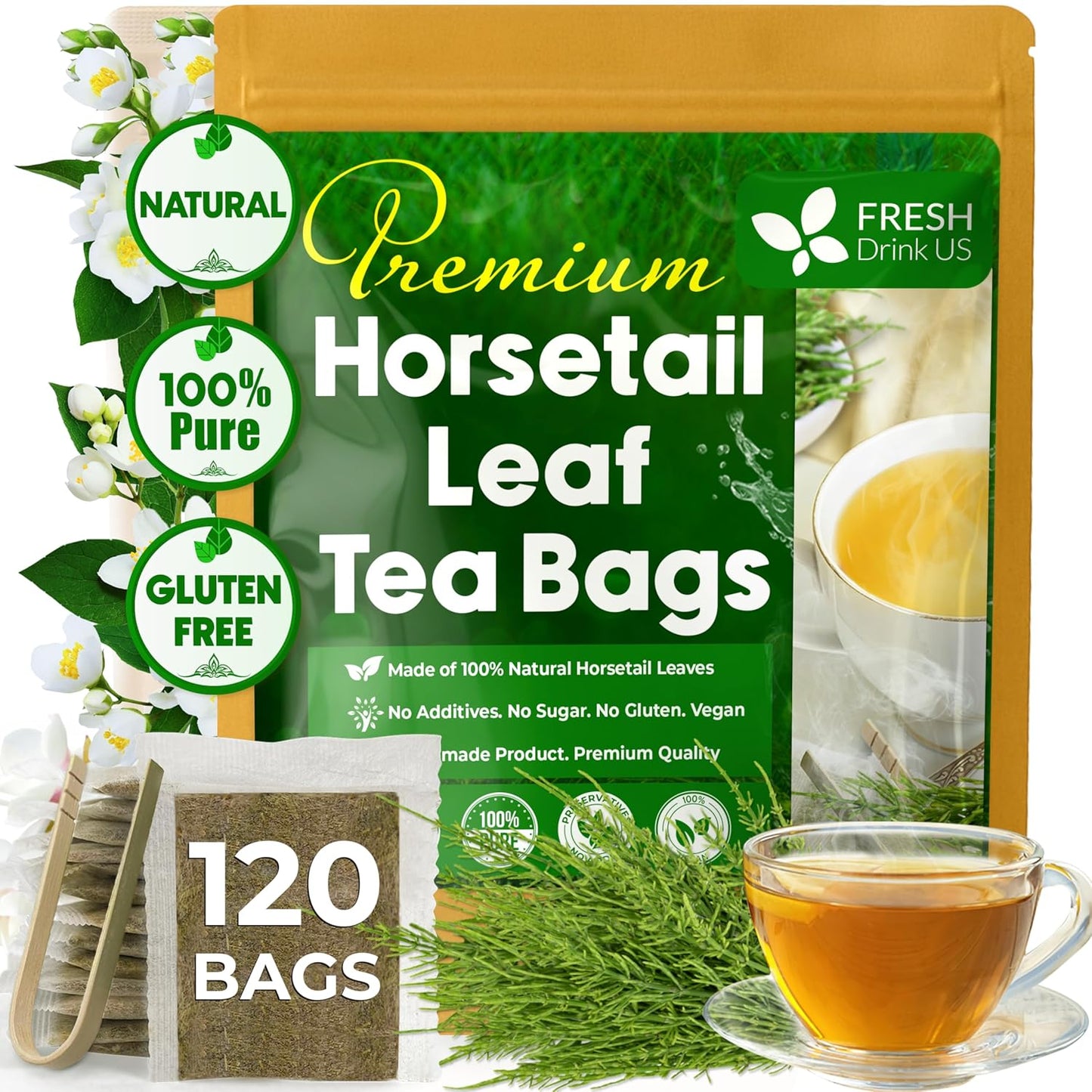 Premium Horsetail Leaf Tea Bags - 100% Natural & Pure
