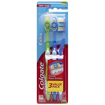 Paquete de Valor de Cepillos de Dientes Colgate Extra Clean, Cerdas Medianas, 3 Contenido