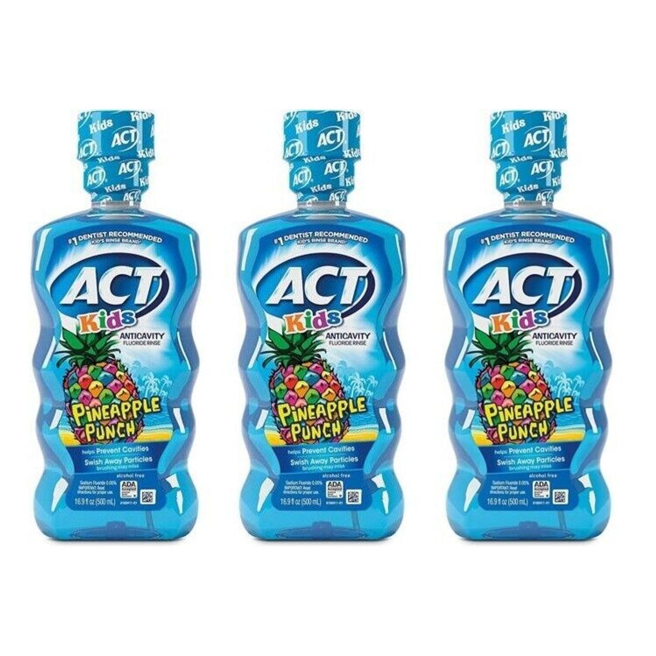Enjuague bucal anticaries con flúor ACT Kids - Piña Punch, 16.9 oz