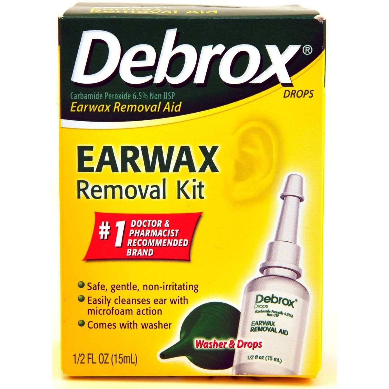 Debrox Earwax Removal Kit with Drops and Bulb Syringe, 0.5 Oz
