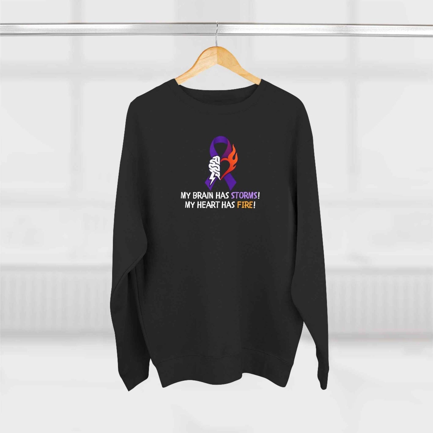 Epilepsy Awareness Unisex Sweatshirt - Brain Storms & Heart Fire