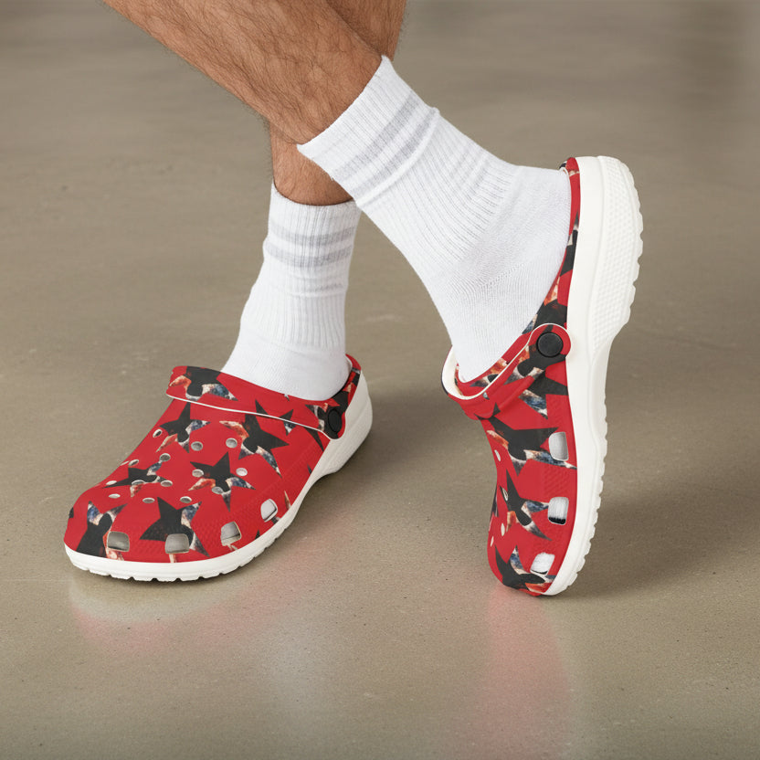 Red Presidential Silhouette Star EVA Clogs – Lightweight Slip-Ons