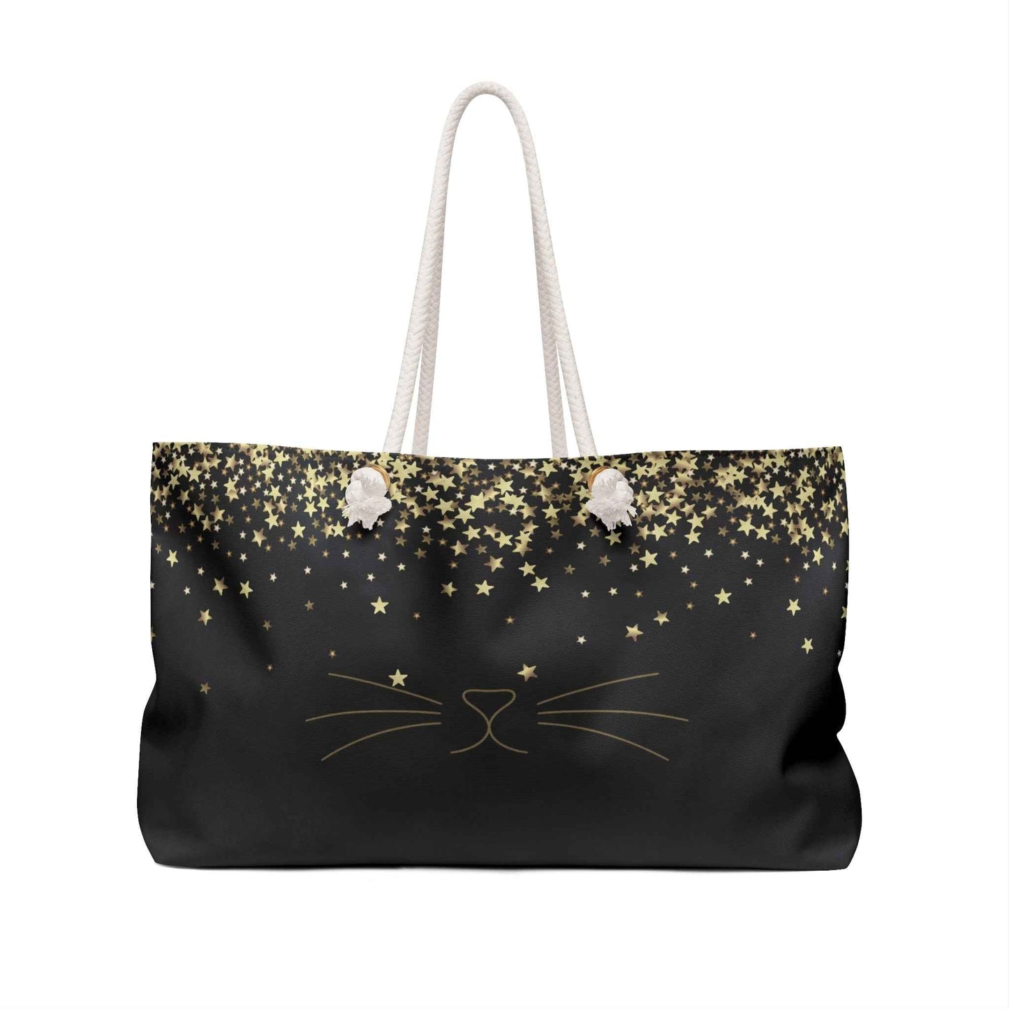 Midnight Whiskers Weekender Bag - Minimalist Cat Travel Tote