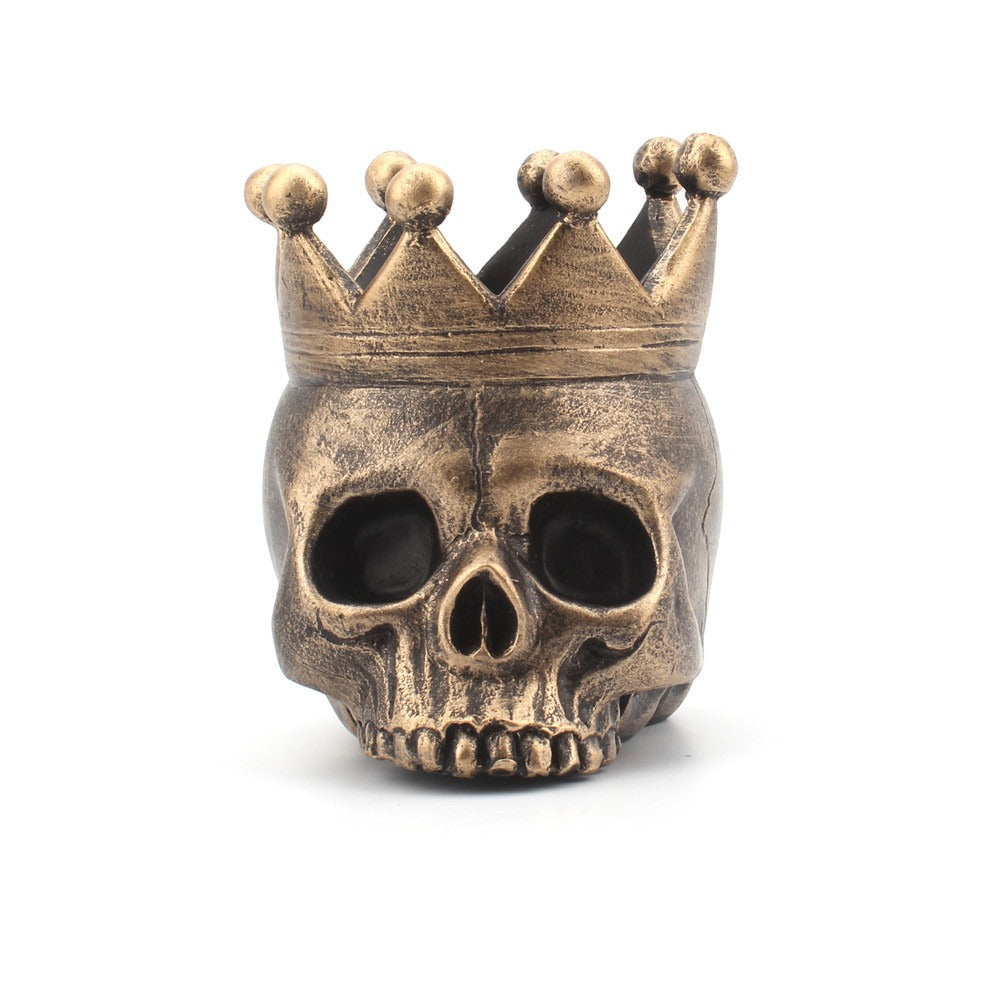 Elegant Resin Crown Skull Candle Holder