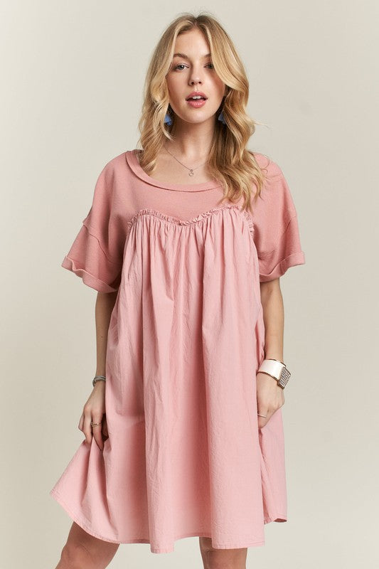 Charming Round Neck Half Sleeve Babydoll Dress