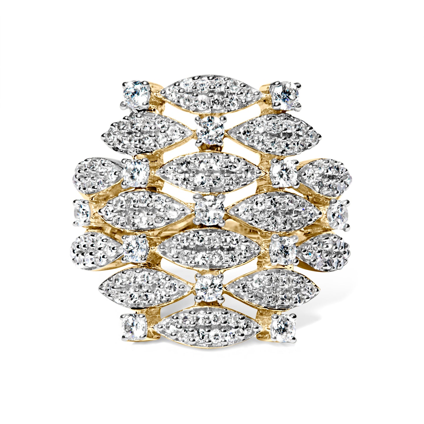 14K Yellow Gold 1.0 Cttw Diamond Geometric Stacked Ring - Size 7