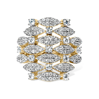 14K Yellow Gold 1.0 Cttw Diamond Geometric Stacked Ring - Size 7
