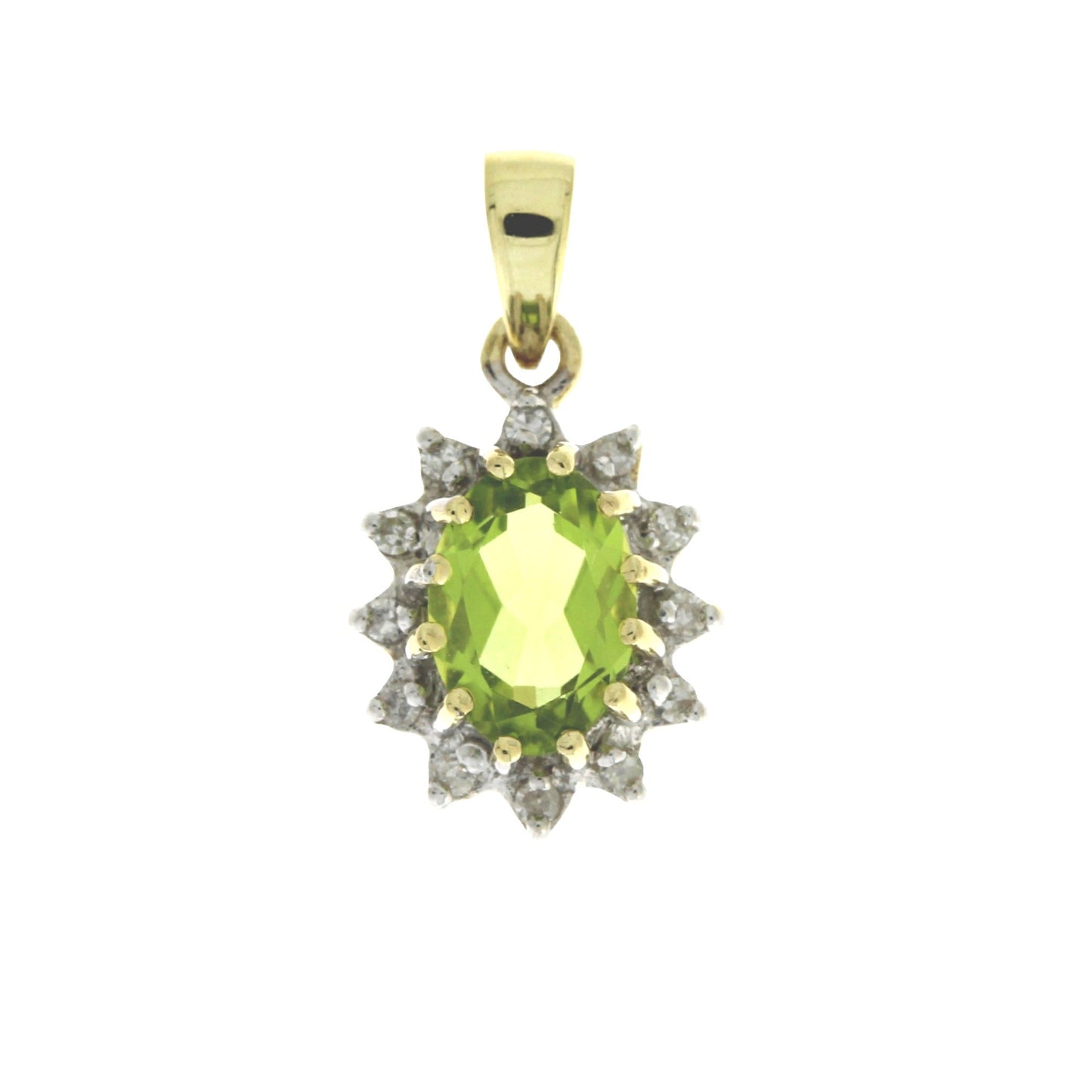 .96ct Peridot & Diamond Pendant in 10KT Yellow Gold
