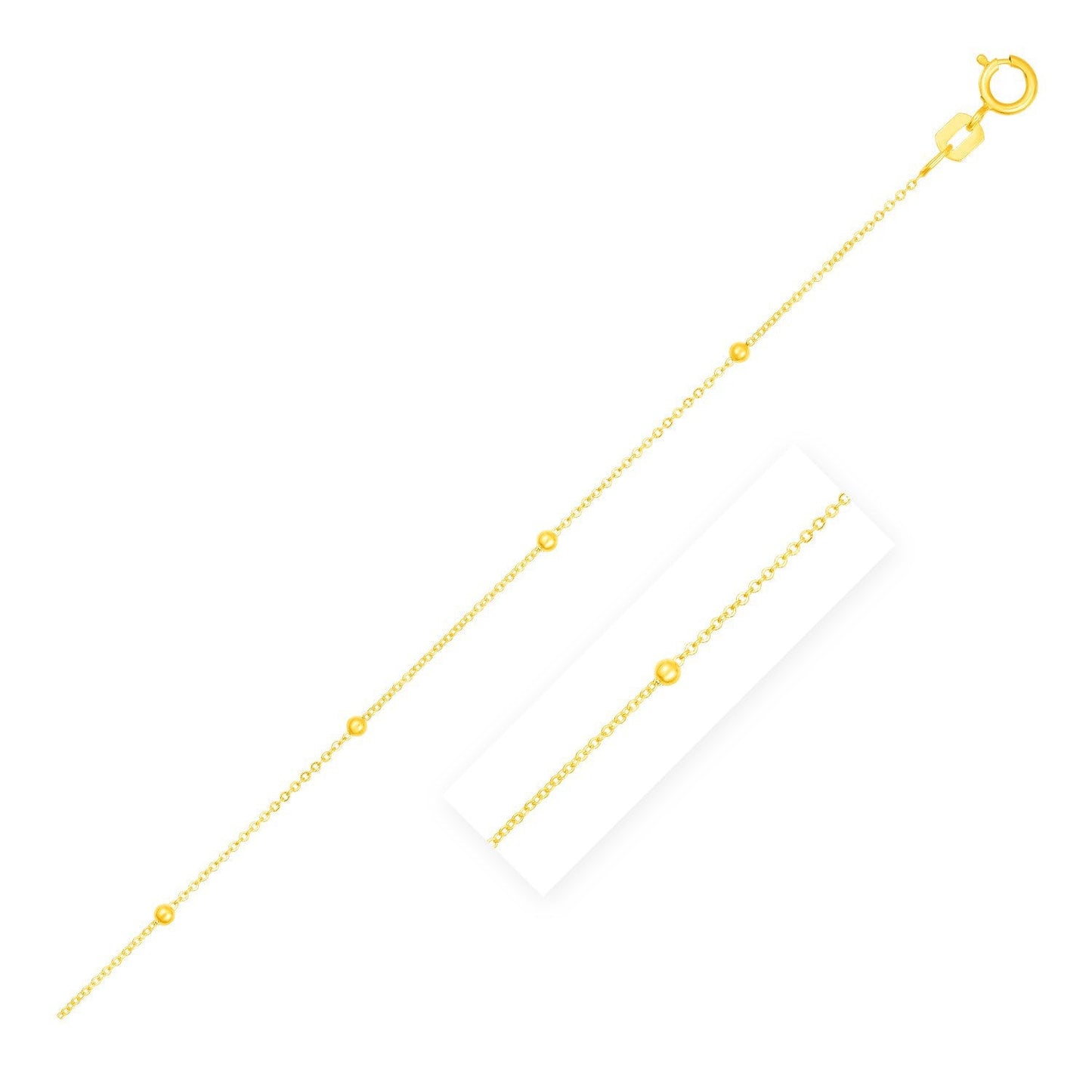 14k Yellow Gold Bead Links Saturn Chain - 18 inches