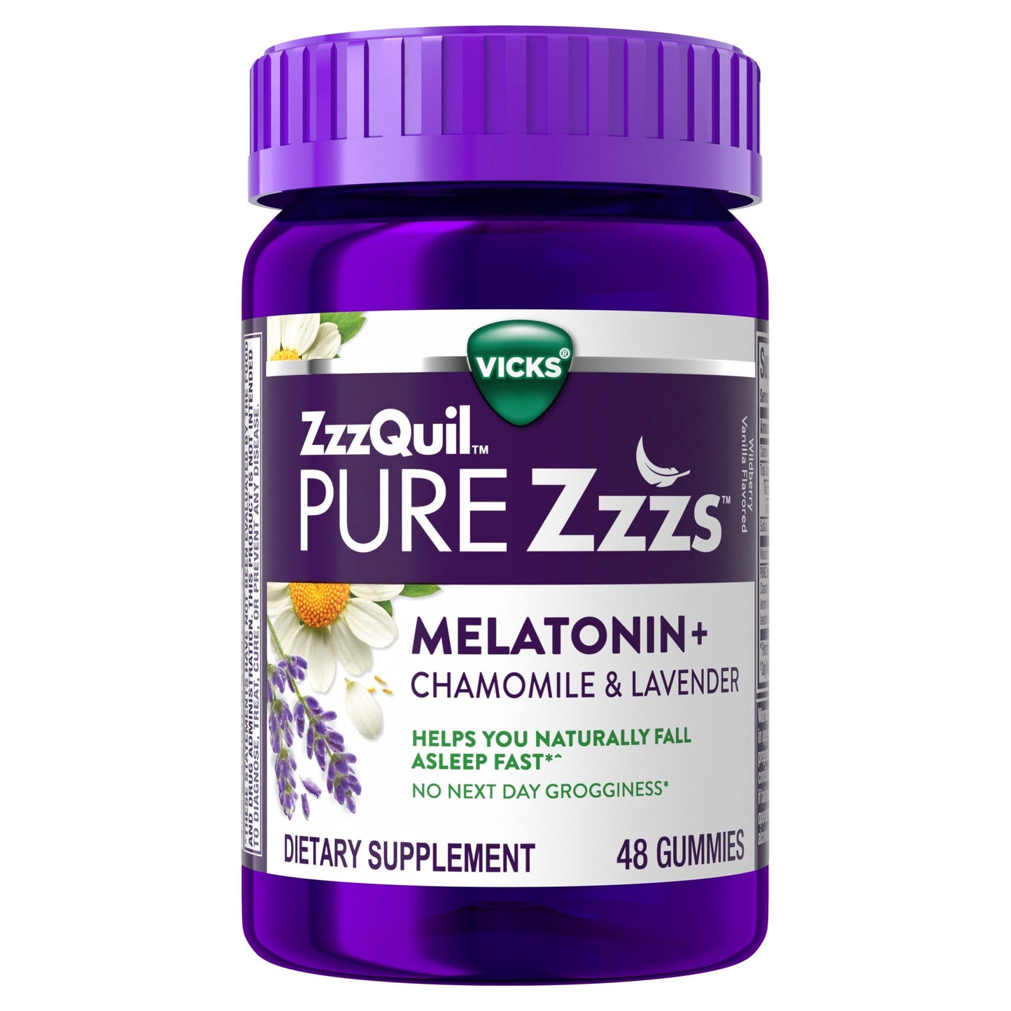 Vicks Zzzquil Pure Zzzs Melatonin Gummies - Wildberry Vanilla, 48 Count