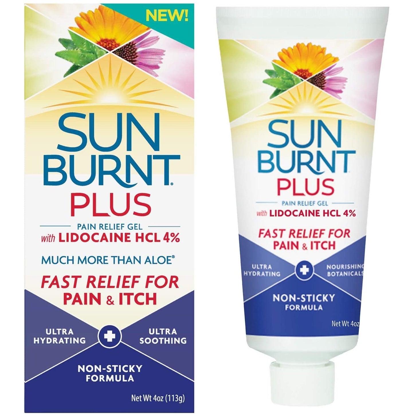 Gel rafraîchissant SunBurnt Plus avec Lidocaïne HCL 4% - 4 Oz