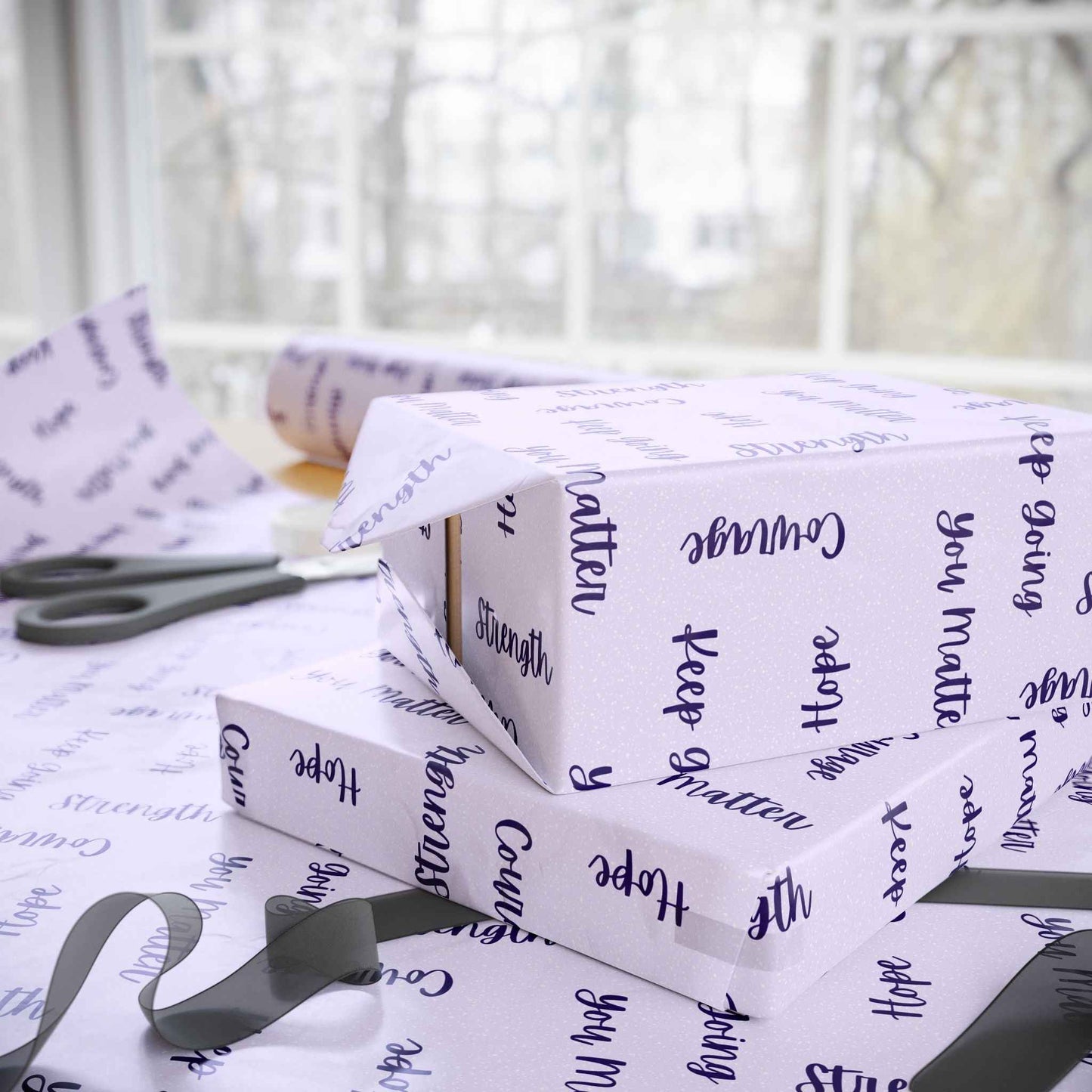 Emballage de mots inspirants – Emballage cadeau violet clair