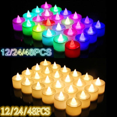 Flameless LED Tea Light Candles - Set of 12/24/48