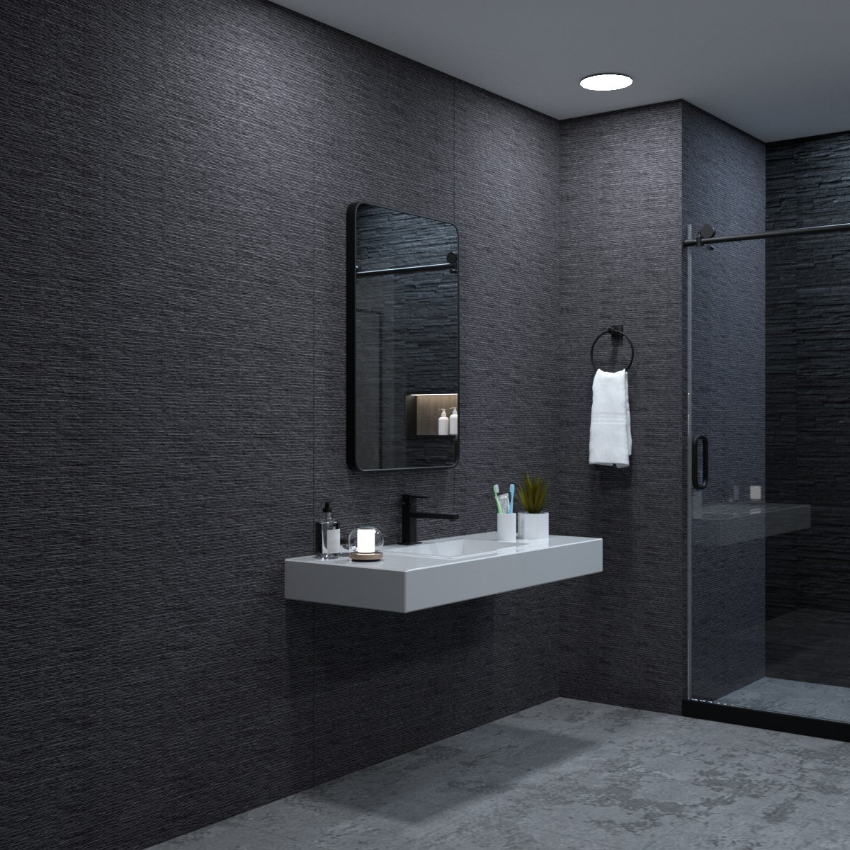 Matte Black Aluminum Frame Bathroom Wall Mirror 24x36