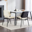 2-piece retro linen chair set with curved wooden backrest, cushioned seat, adjustable metal legs, (Beige PU) - Korvel