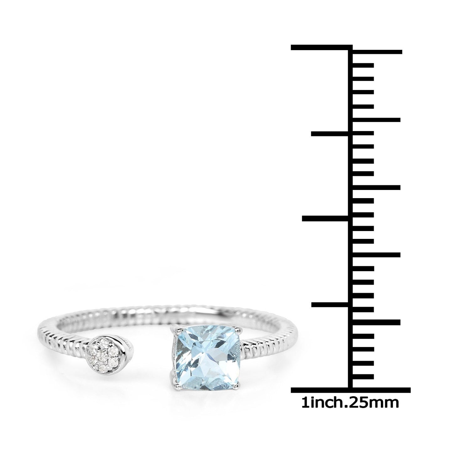 0.52 Carat Aquamarine and Diamond 14K White Gold Ring