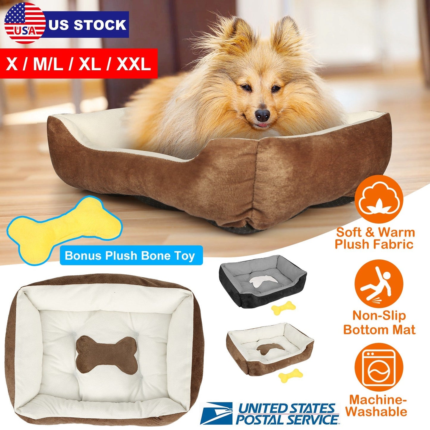 Cama Perro Cojín Acogedora para Mascotas Pequeñas y Medianas