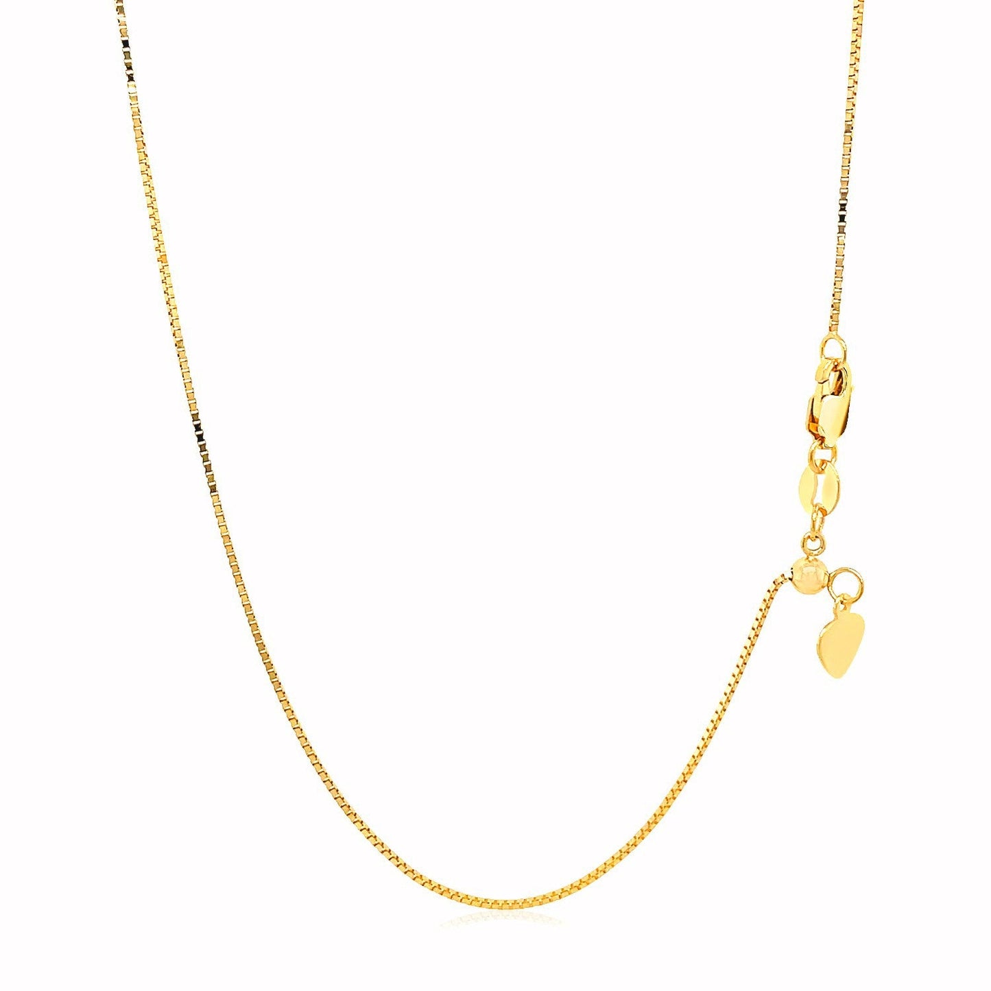 Chaîne en boîte ajustable en or jaune 14 carats - 0,7 mm