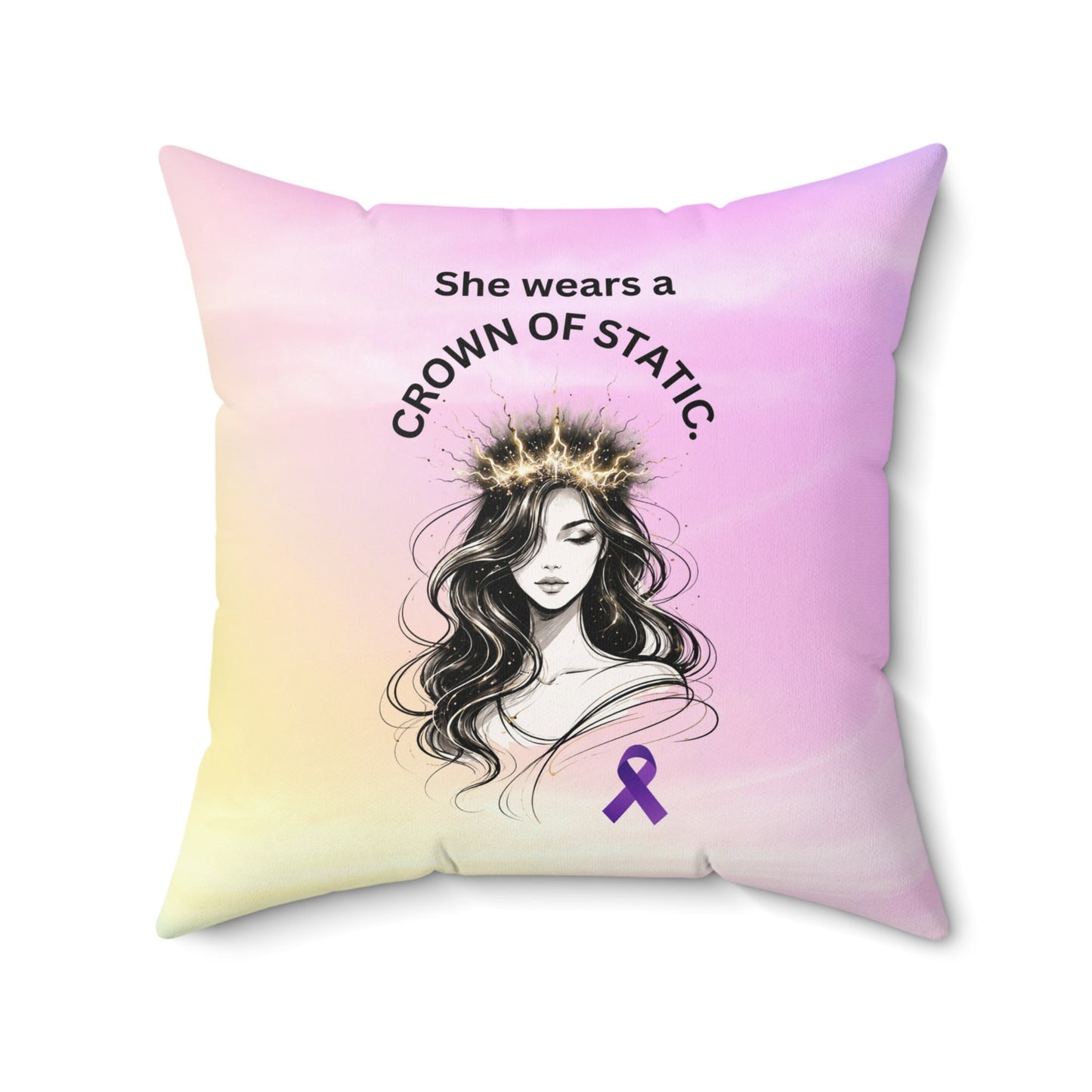 Crown of Static Epilepsy Awareness Throw Pillow