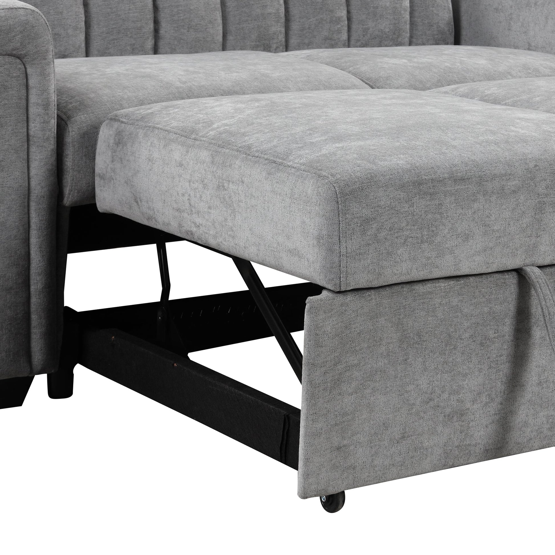 U_STYLE Convertible Soft Cushion Sofa Pull Bed ,for Two People to Sit On - Korvel